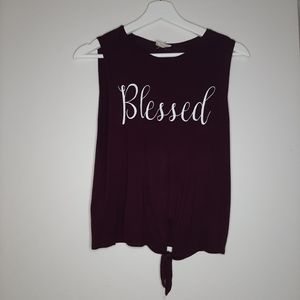 Red "Blessed" Crop Top